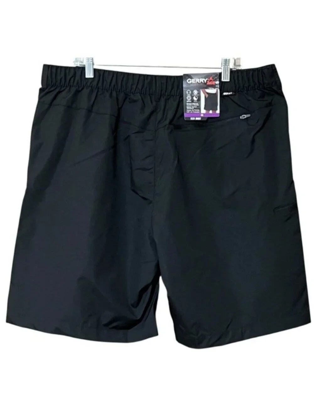 Gerry Men’s Tech Shorts Size 40 Black UPF 30+ Stretch Zip Pockets NWT